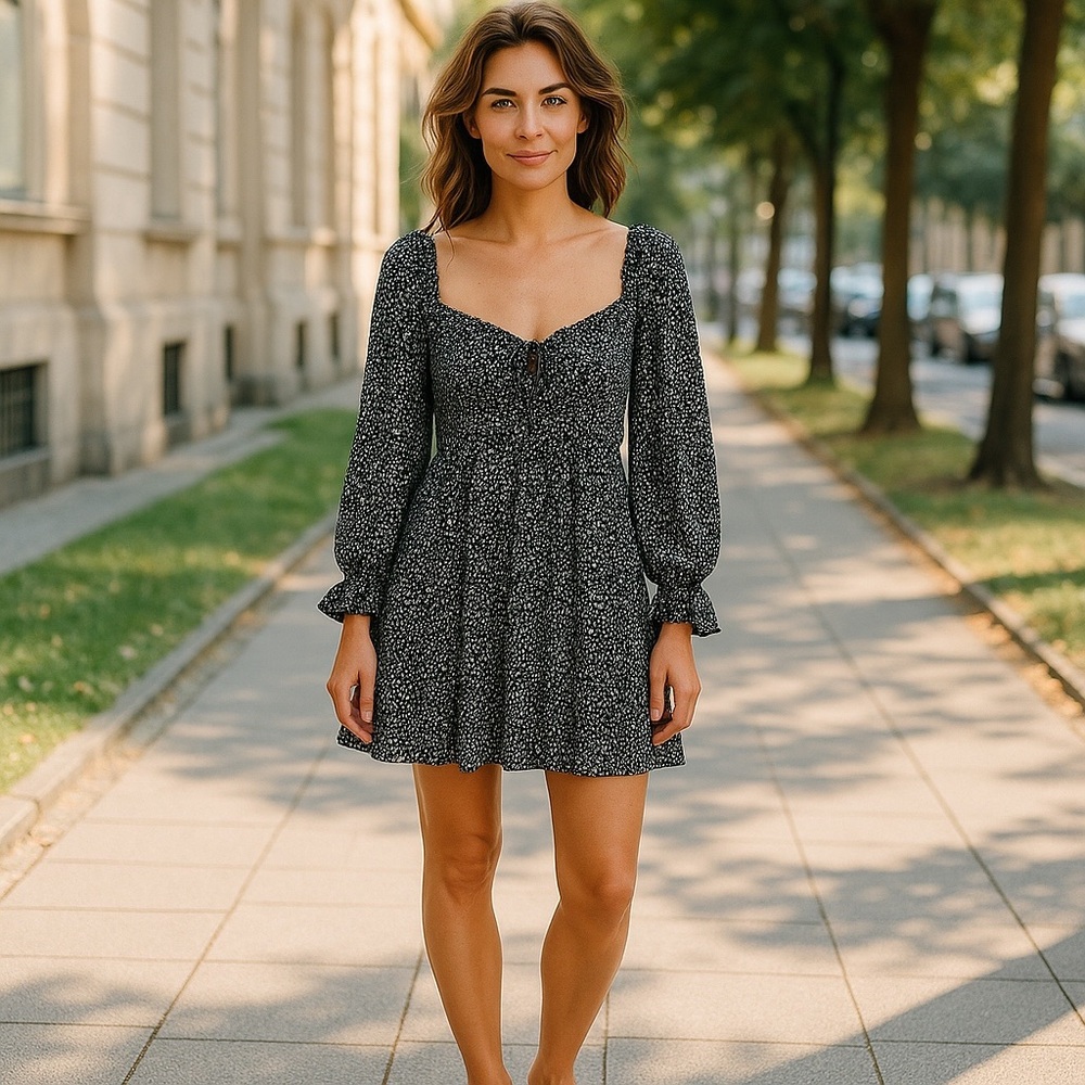 NWT‎ Lucy Paris Women’s Long Sleeve Mini Baby Doll Dress